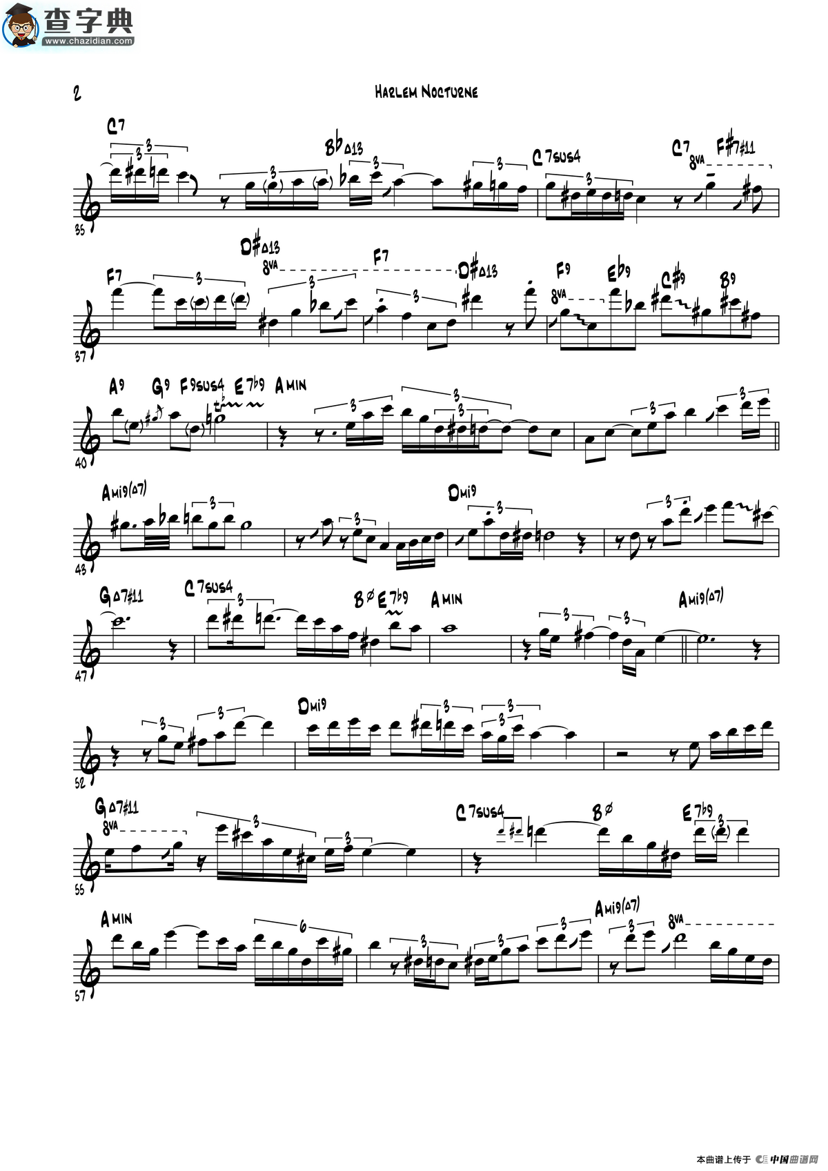 harlem nocturne（次中音萨克斯）萨克斯谱