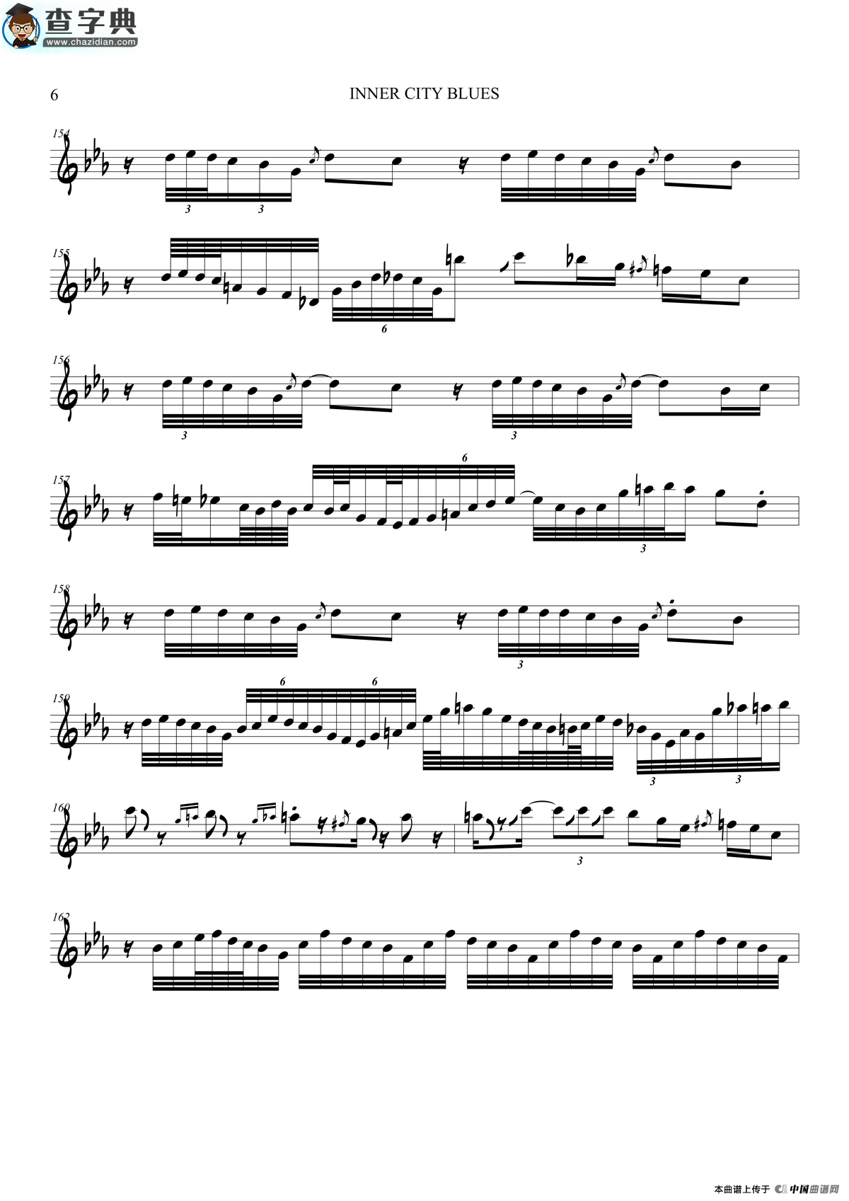 inner city blues（中音萨克斯）萨克斯谱