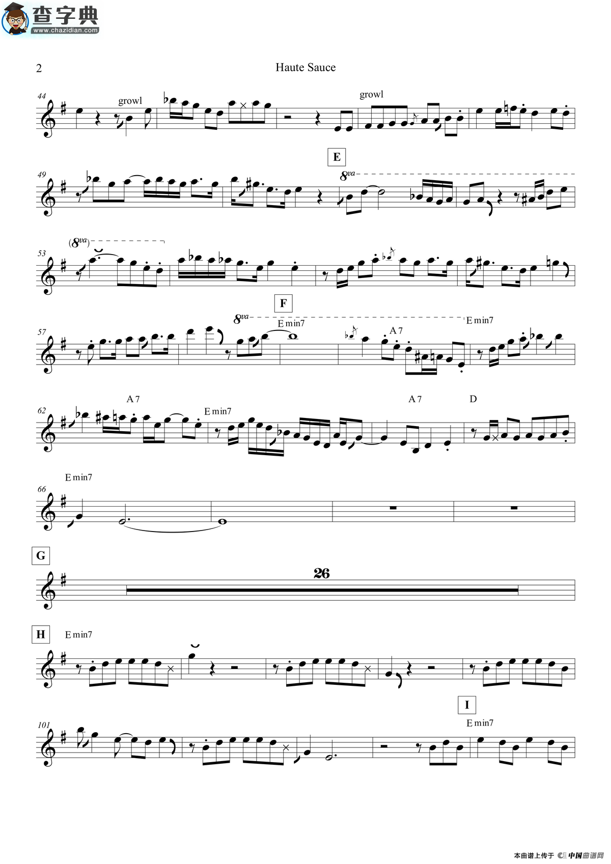 haute sauce（中音萨克斯）萨克斯谱