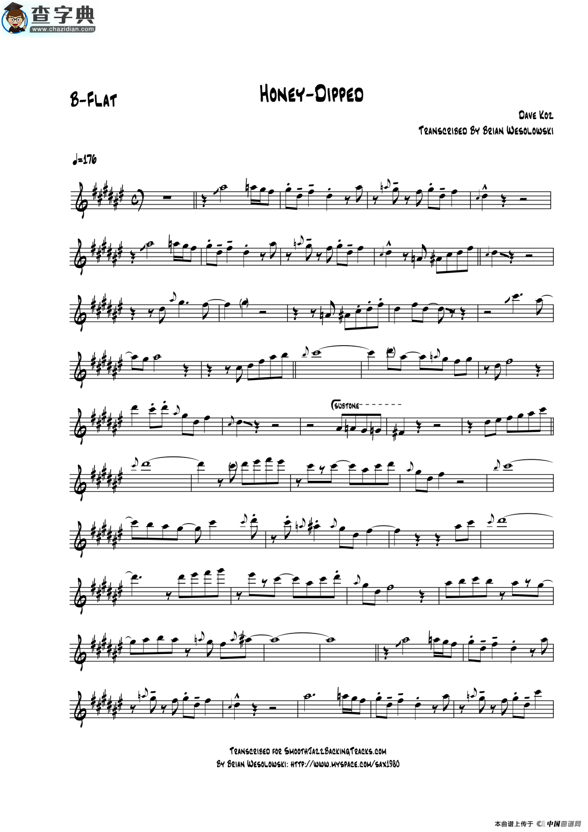 honey dipped（b-flat）萨克斯谱