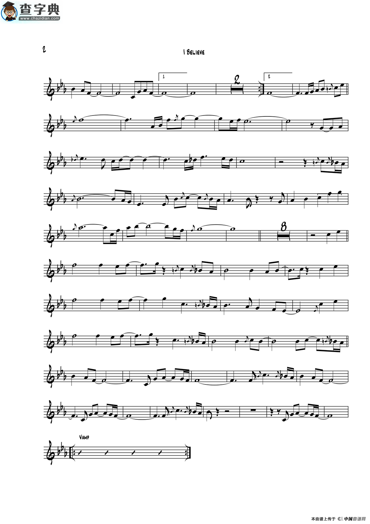 i believe（次中音萨克斯）萨克斯谱