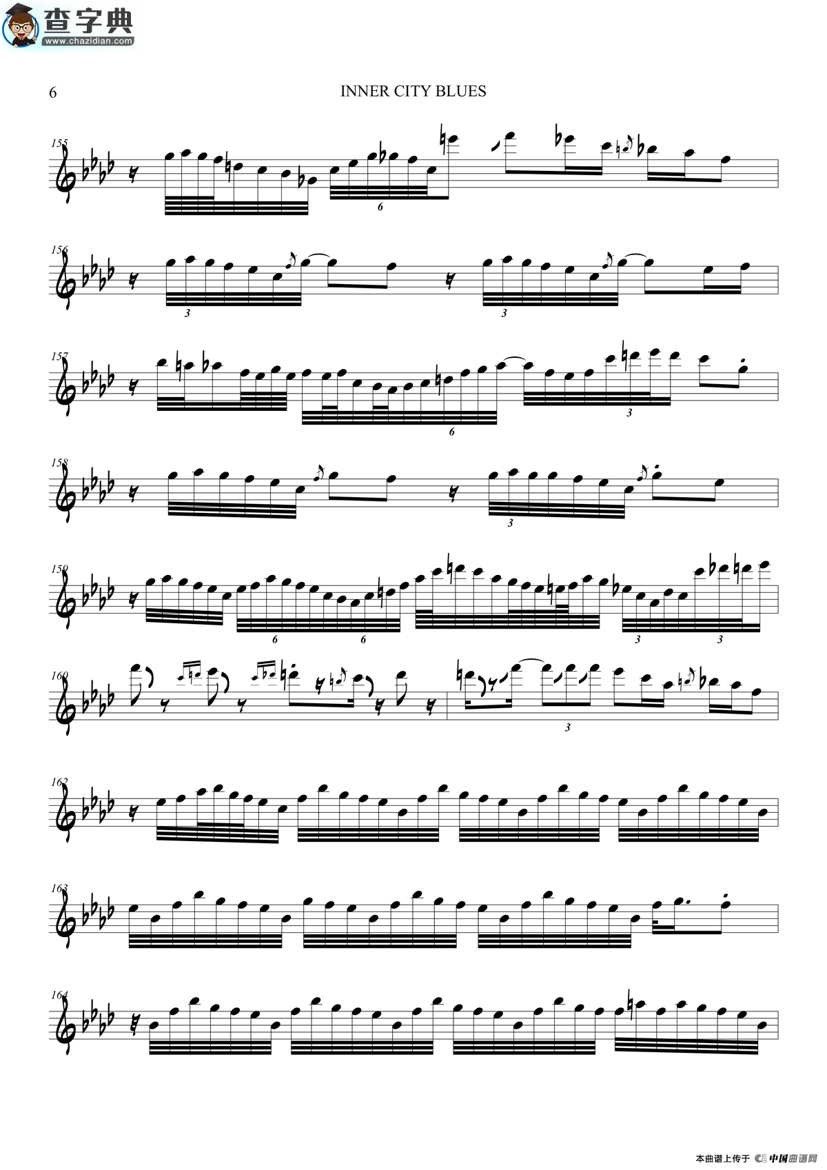 inner city blues（次中音萨克斯）萨克斯谱