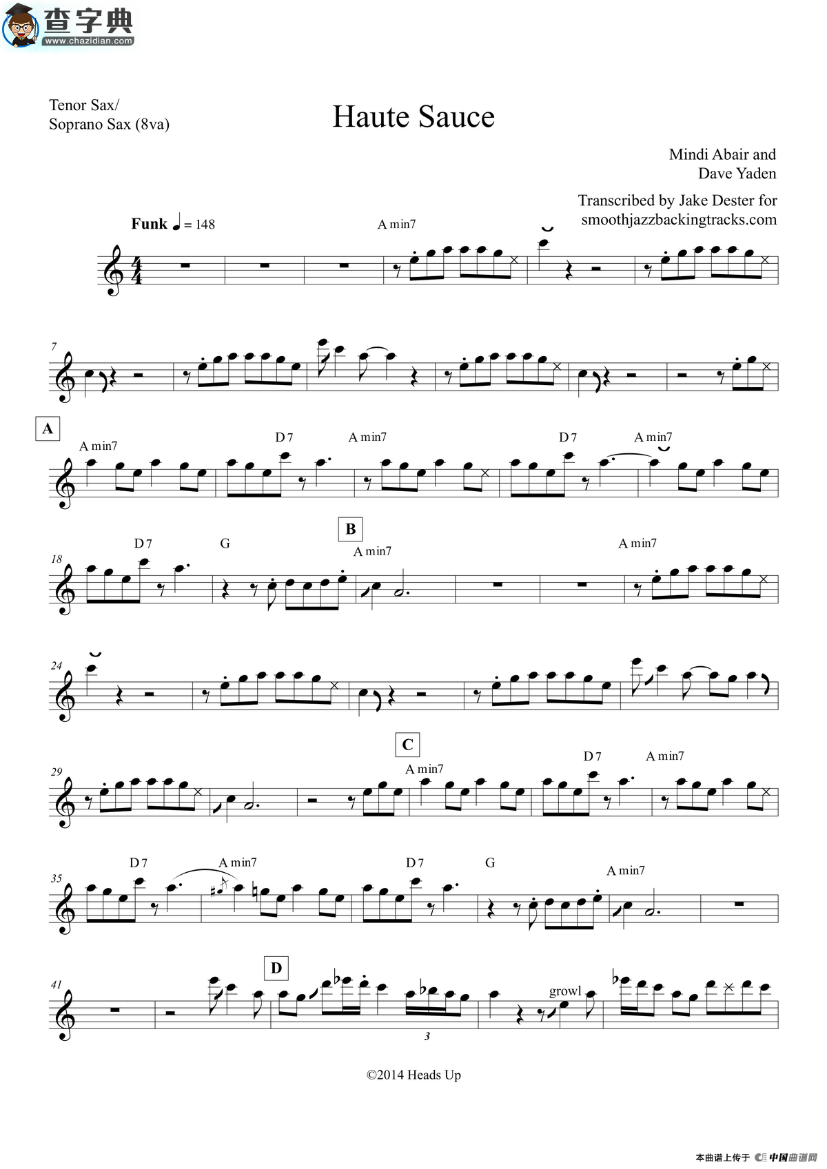 haute sauce（次中音萨克斯）萨克斯谱