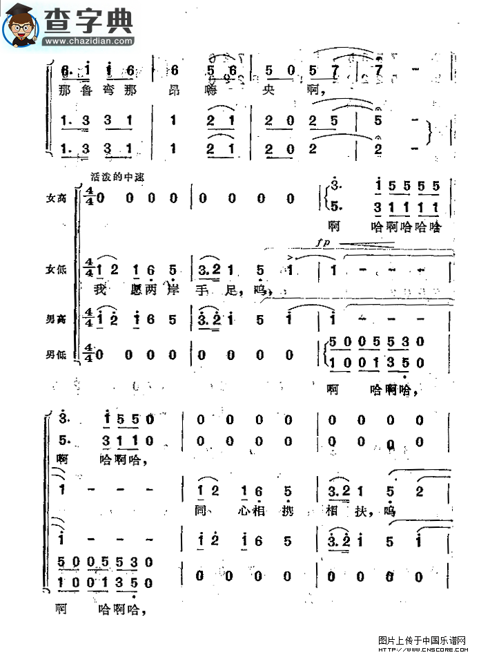 小鸽子啊！飞呀合唱谱
