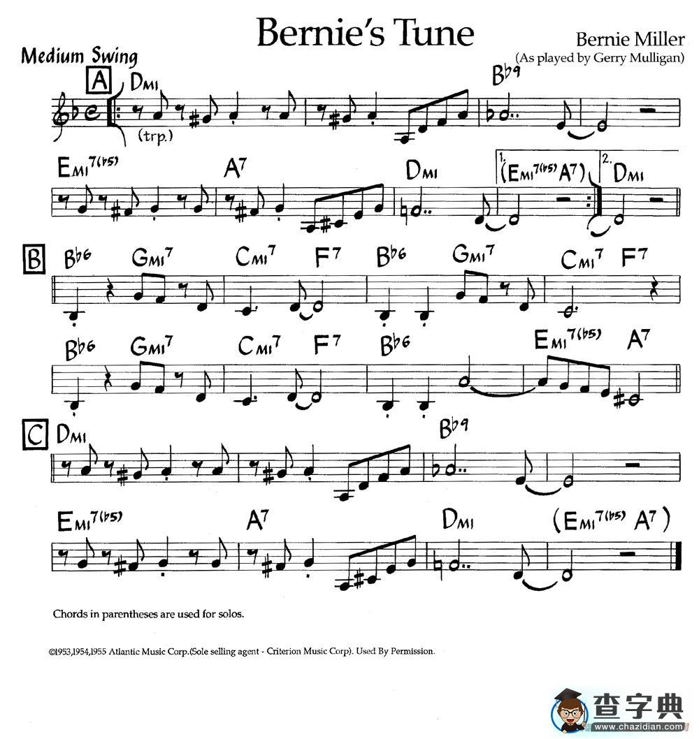 Bernies Tune（爵士钢琴曲）钢琴谱