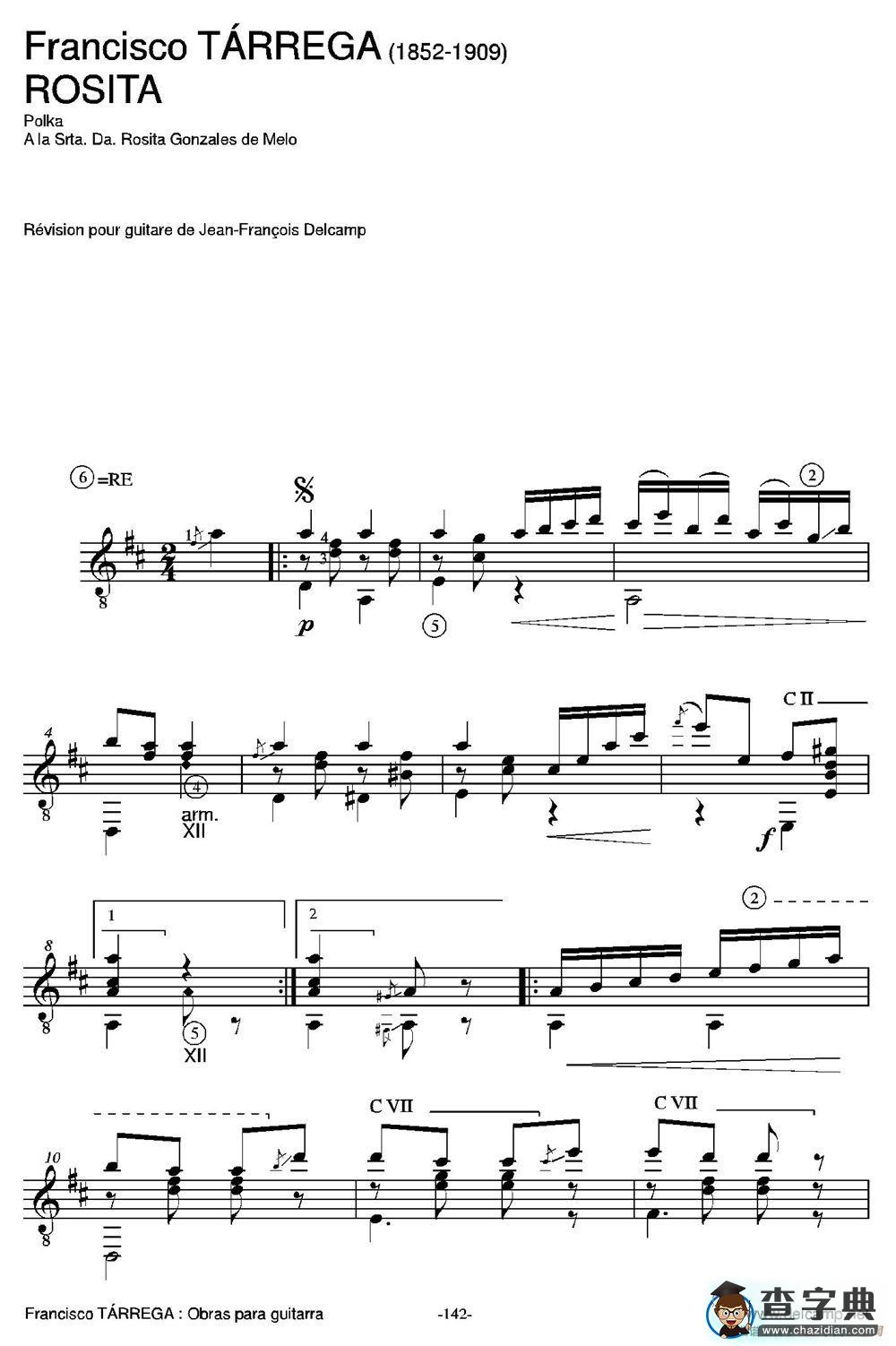 ROSITA(Polka A la Srta.Da.Rosita Gonzales de Melo)（古典吉他）吉他谱