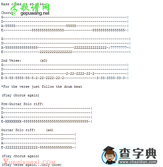 Give Me Novacaine贝斯谱