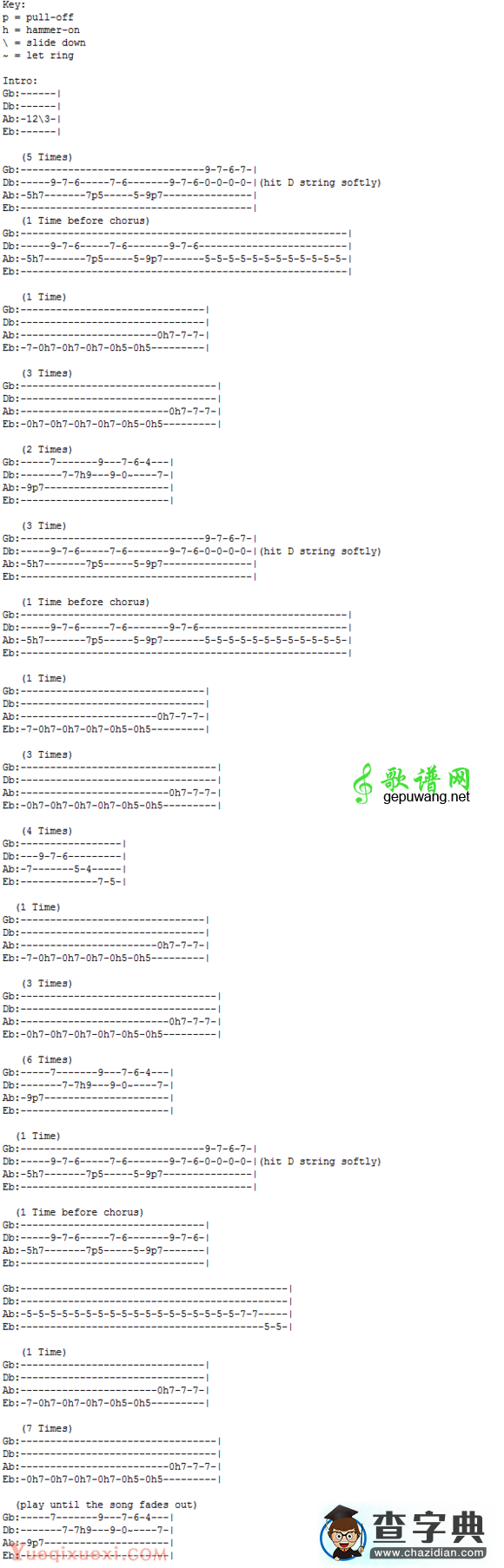 Longview贝斯谱