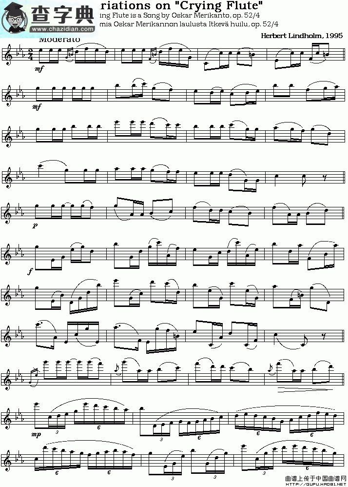【crying flute长笛谱】