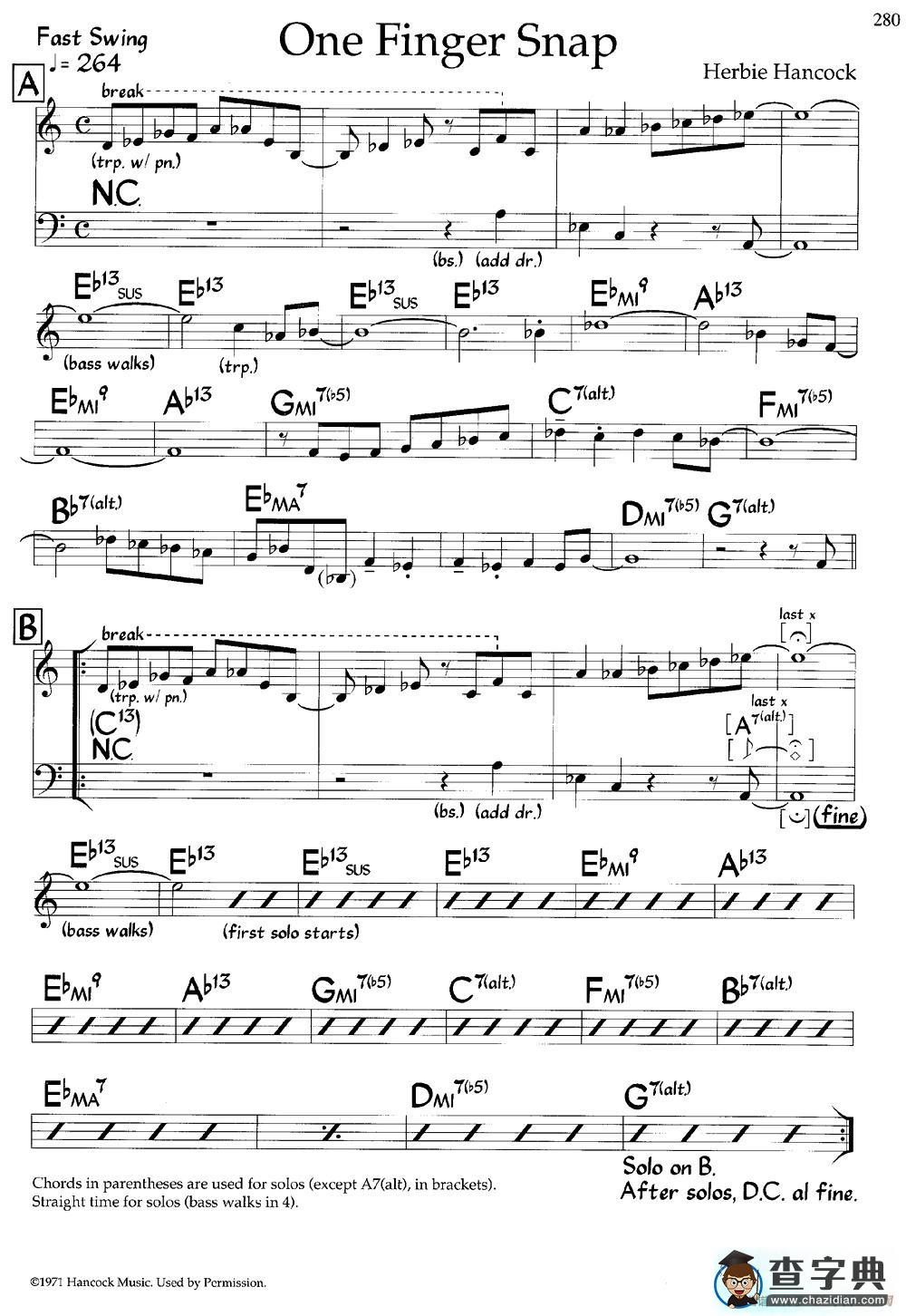 One Finger Snap（爵士钢琴曲）钢琴谱