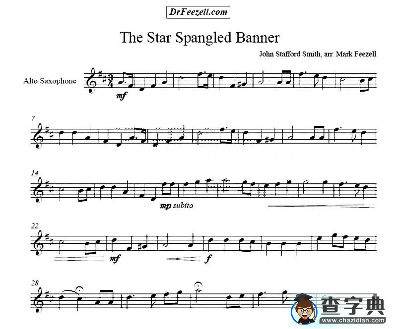 The Star Spangled Banner萨克斯谱
