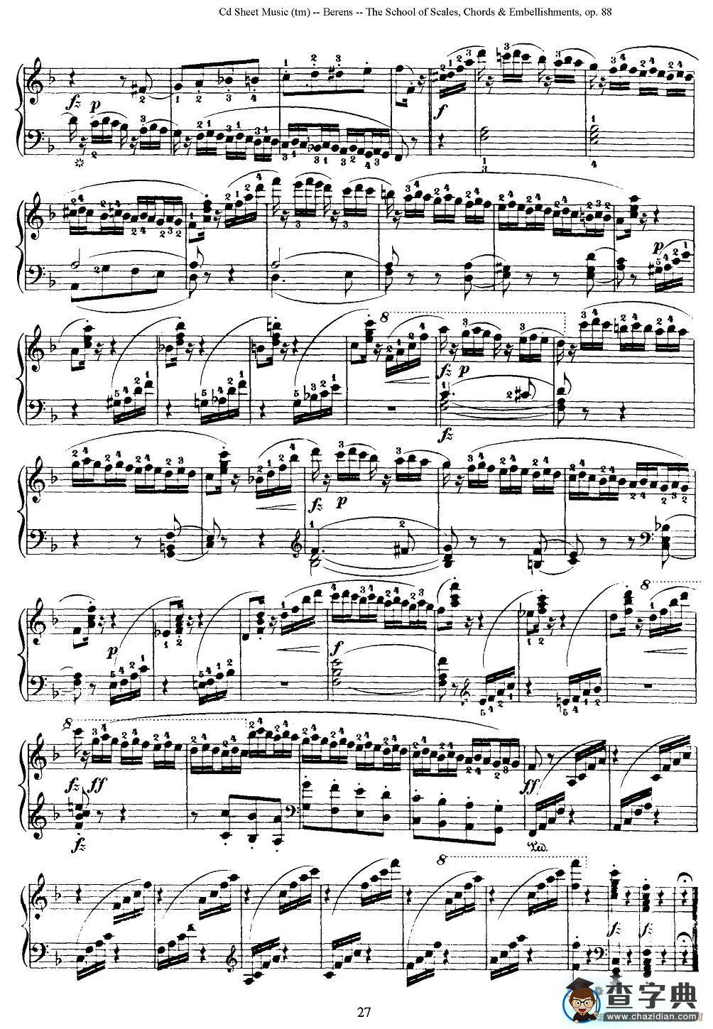 贝伦斯28首钢琴（和弦及装饰音）练习曲（25—28）钢琴谱