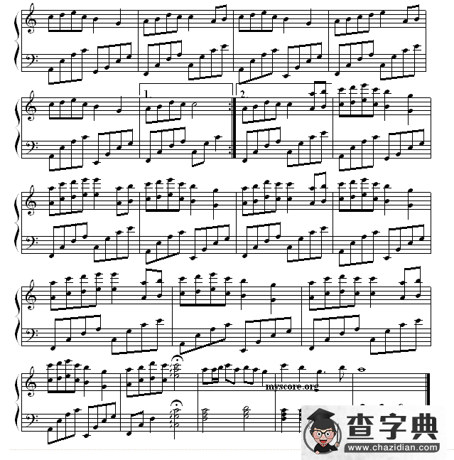 美丽的神话（王占村编配版）钢琴谱