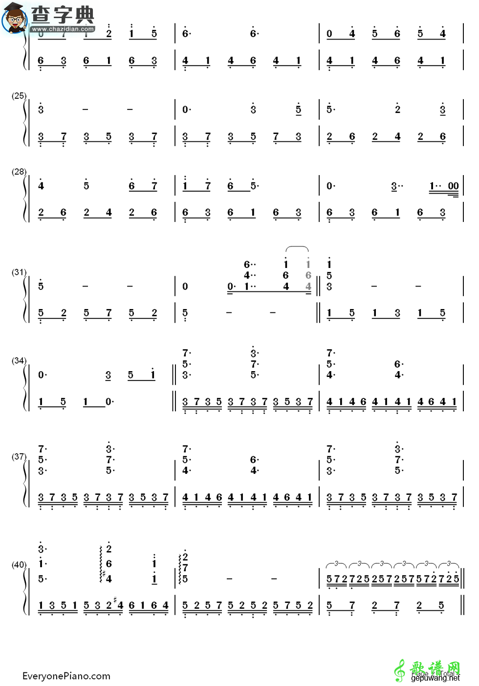 【MEMORY-记忆双手钢琴谱简谱】