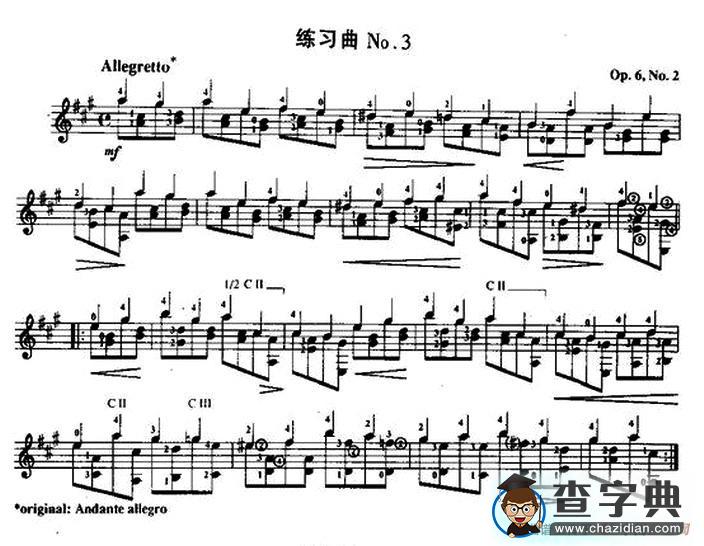 费尔南多·索尔 古典吉他练习曲 No.3（Op.6 No.2）吉他谱