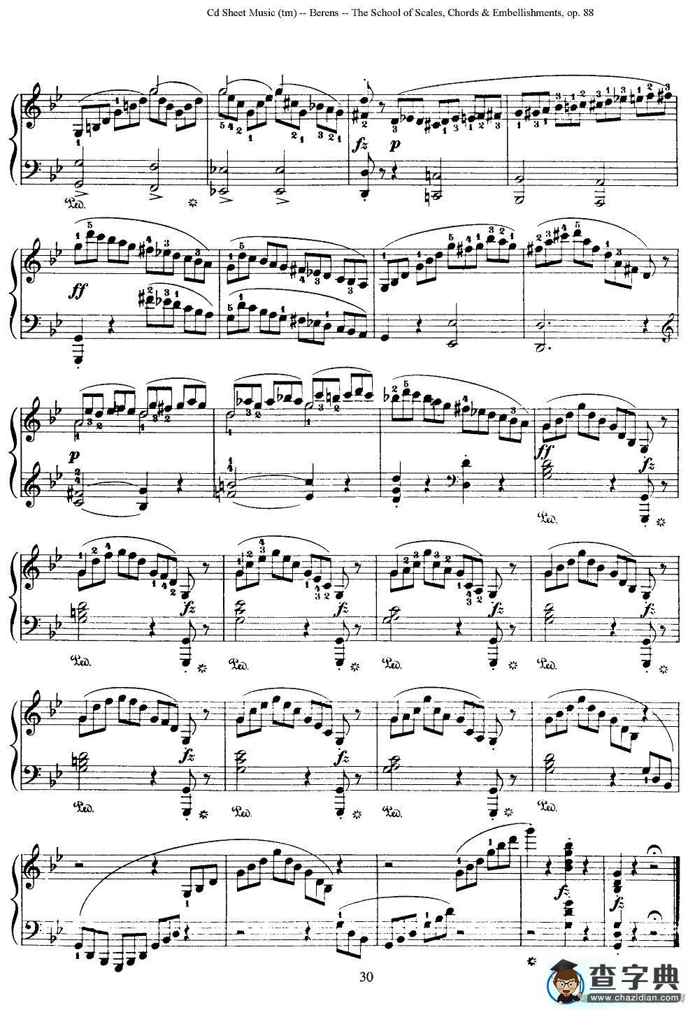 贝伦斯28首钢琴（和弦及装饰音）练习曲（25—28）钢琴谱