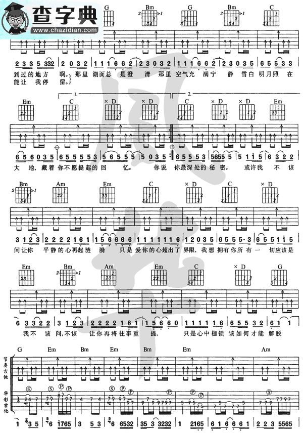 挪威的森林吉他谱_伍佰挪威森林吉他曲谱