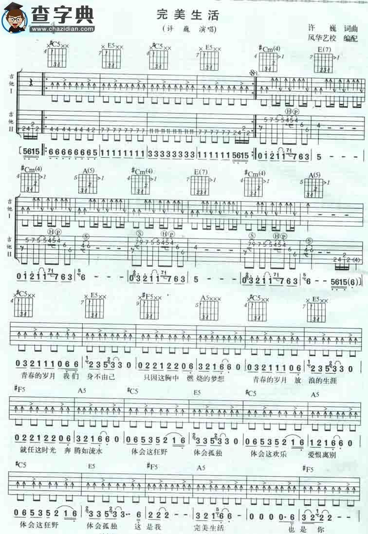 完美生活吉他谱_许巍完美生活吉他曲谱