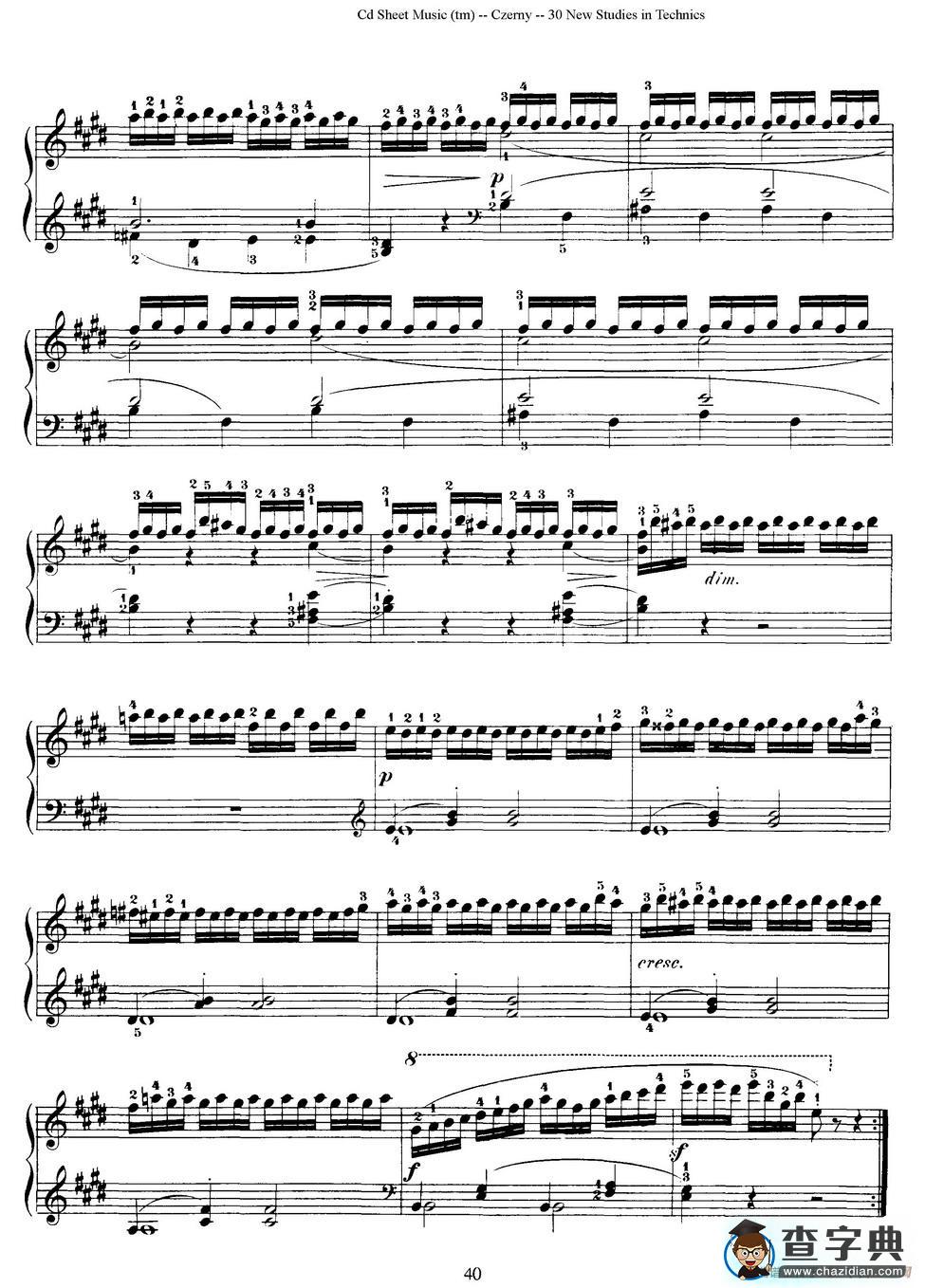 Czerny - 30 New Studies - 22（车尔尼Op849 - 30首练习曲）钢琴谱
