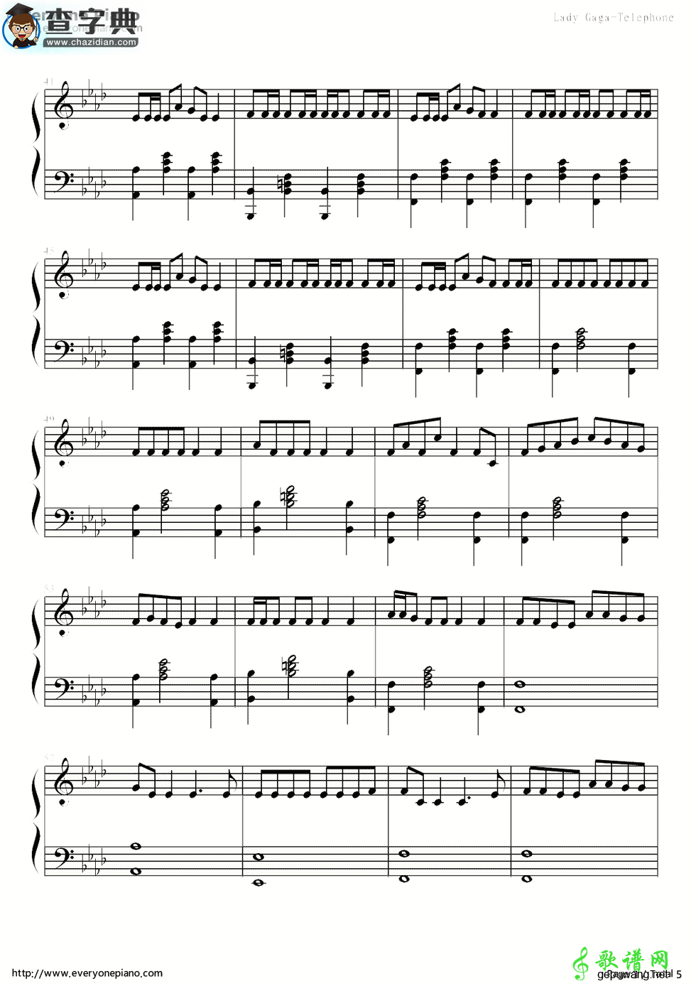 【Telephone钢琴谱】Lady GaGa
