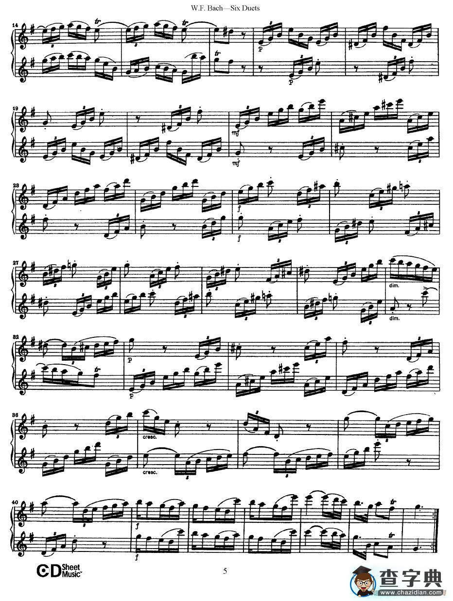 Six  Duets（6首二重奏）（1）萨克斯谱