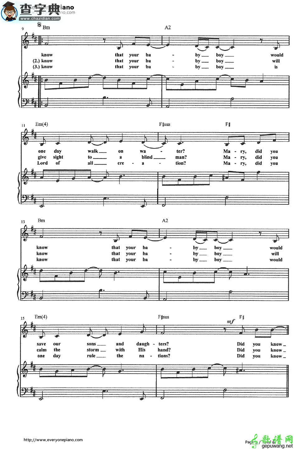 【Mary,Did You Know钢琴谱】Kathy Mattea