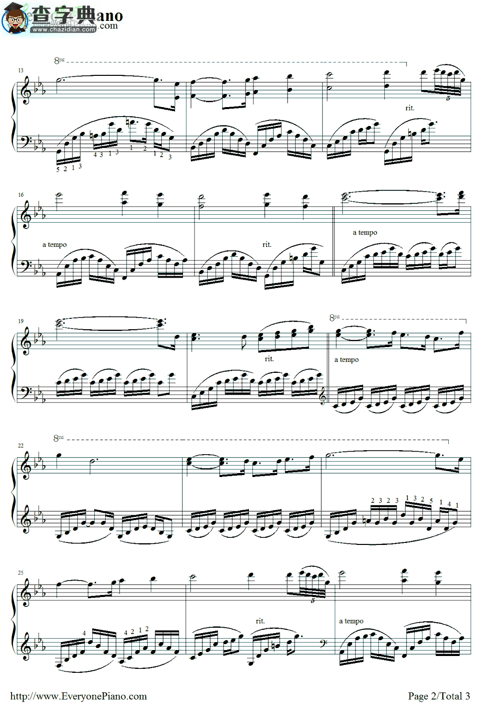 【One Mans Dream钢琴谱】雅尼（Yanni）