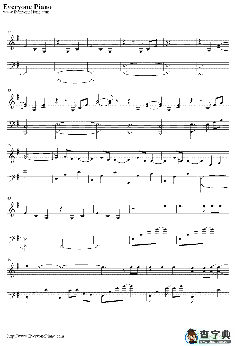 【Nothing Else Matters钢琴谱】Metallica