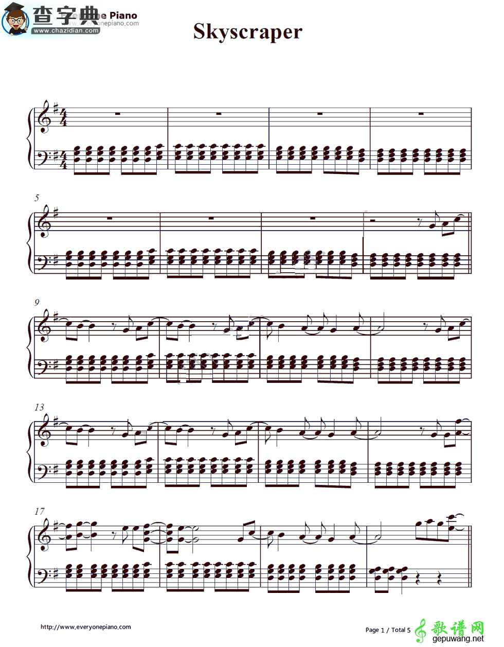 【Skyscraper钢琴谱】Demi Lovato