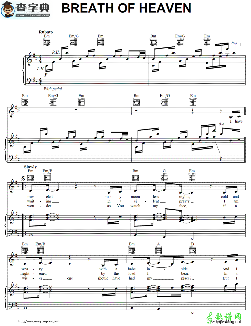 【Breath of Heaven钢琴谱】Amy Grant