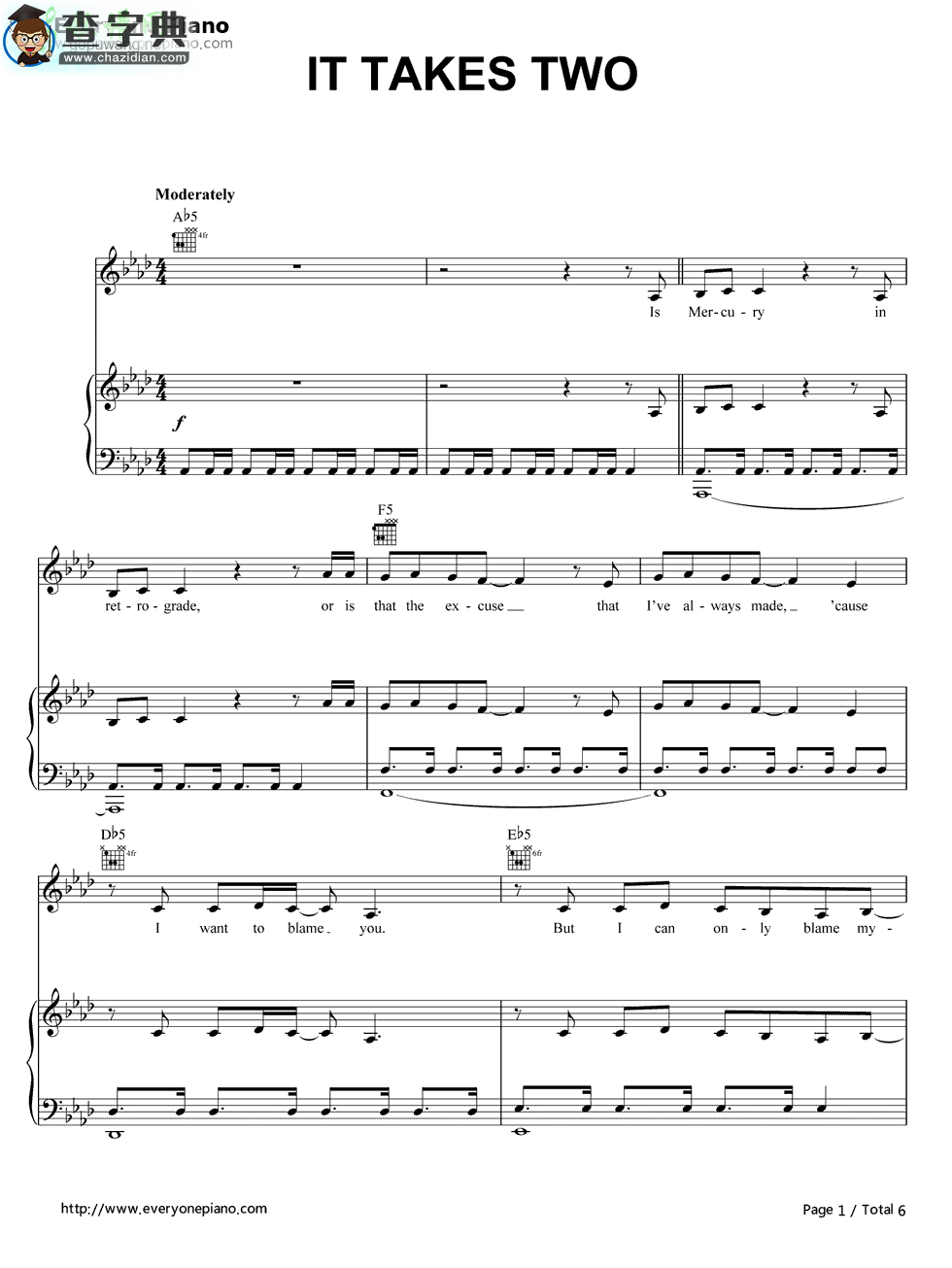 【It Takes Two钢琴谱】Katy Perry