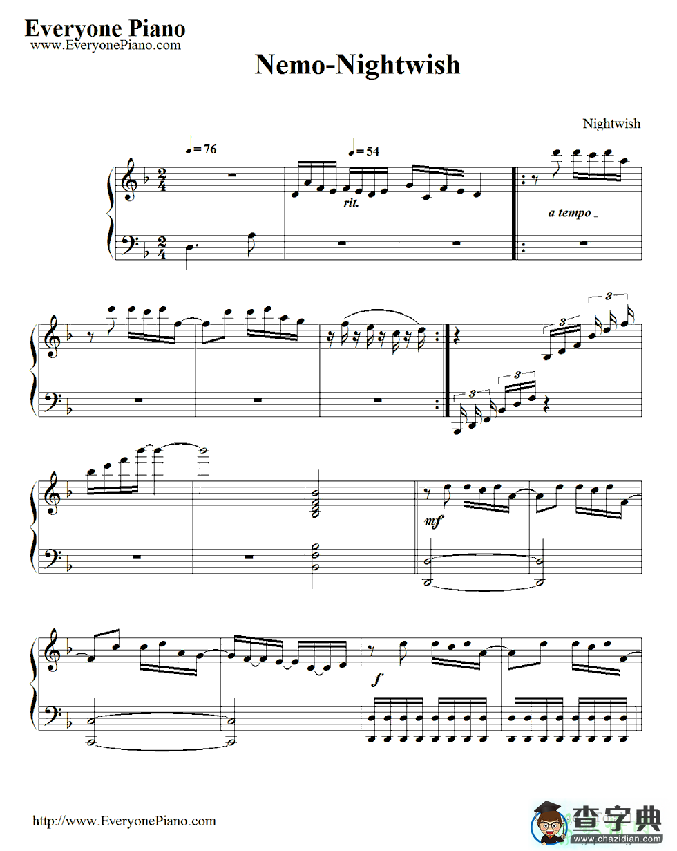 【Nemo钢琴谱】Nightwish