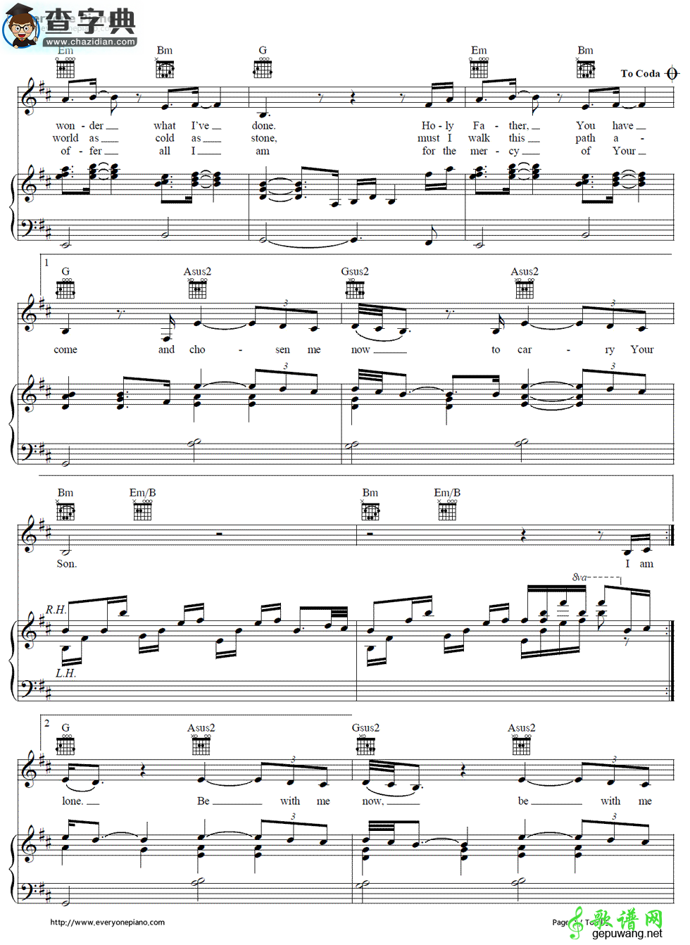 【Breath of Heaven钢琴谱】Amy Grant