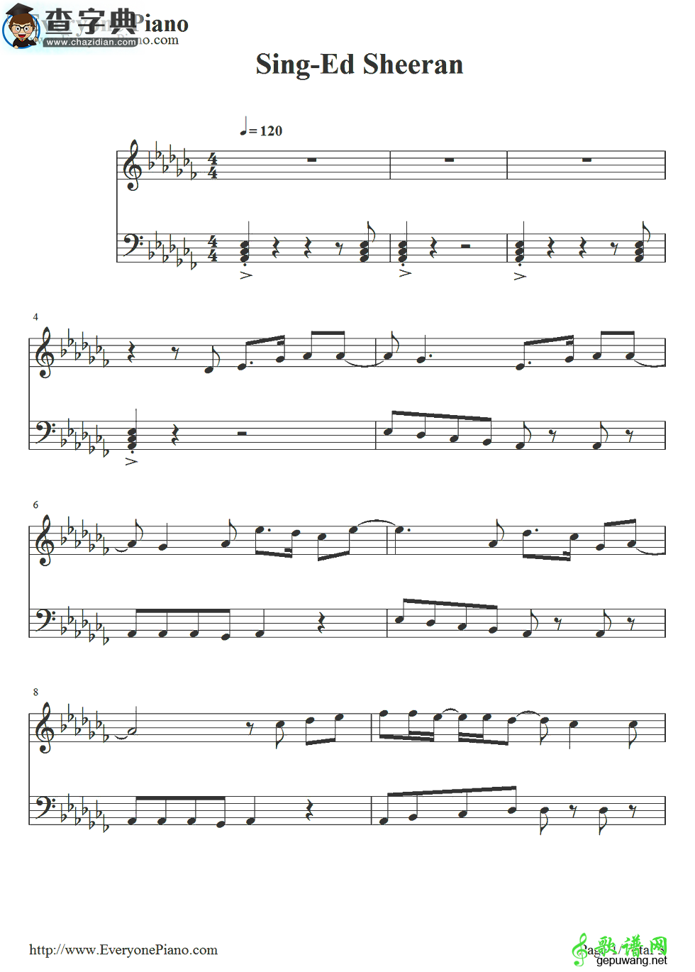 【Sing钢琴谱】Ed Sheeran