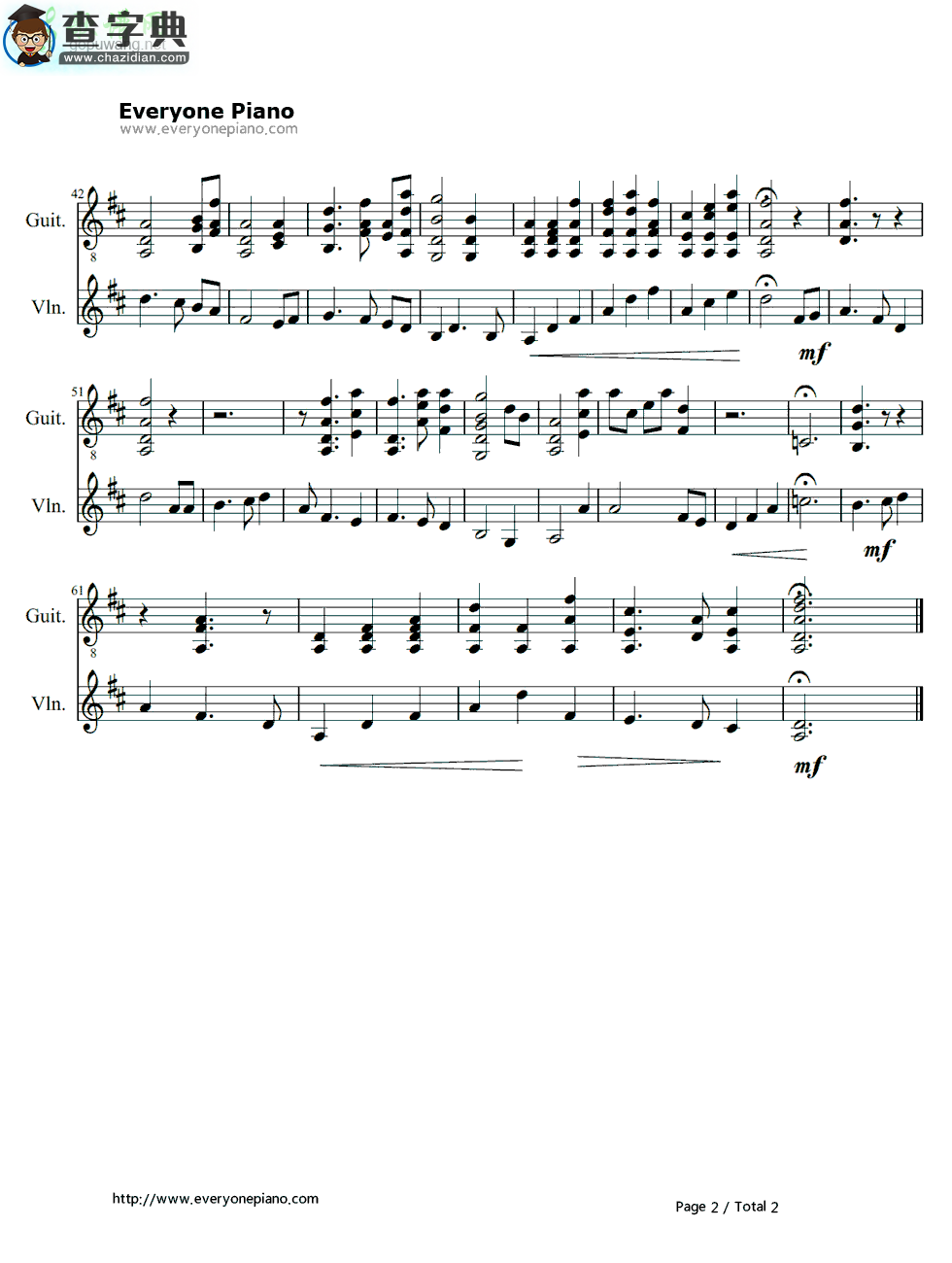 【Ashokan Farewell钢琴谱】五线谱