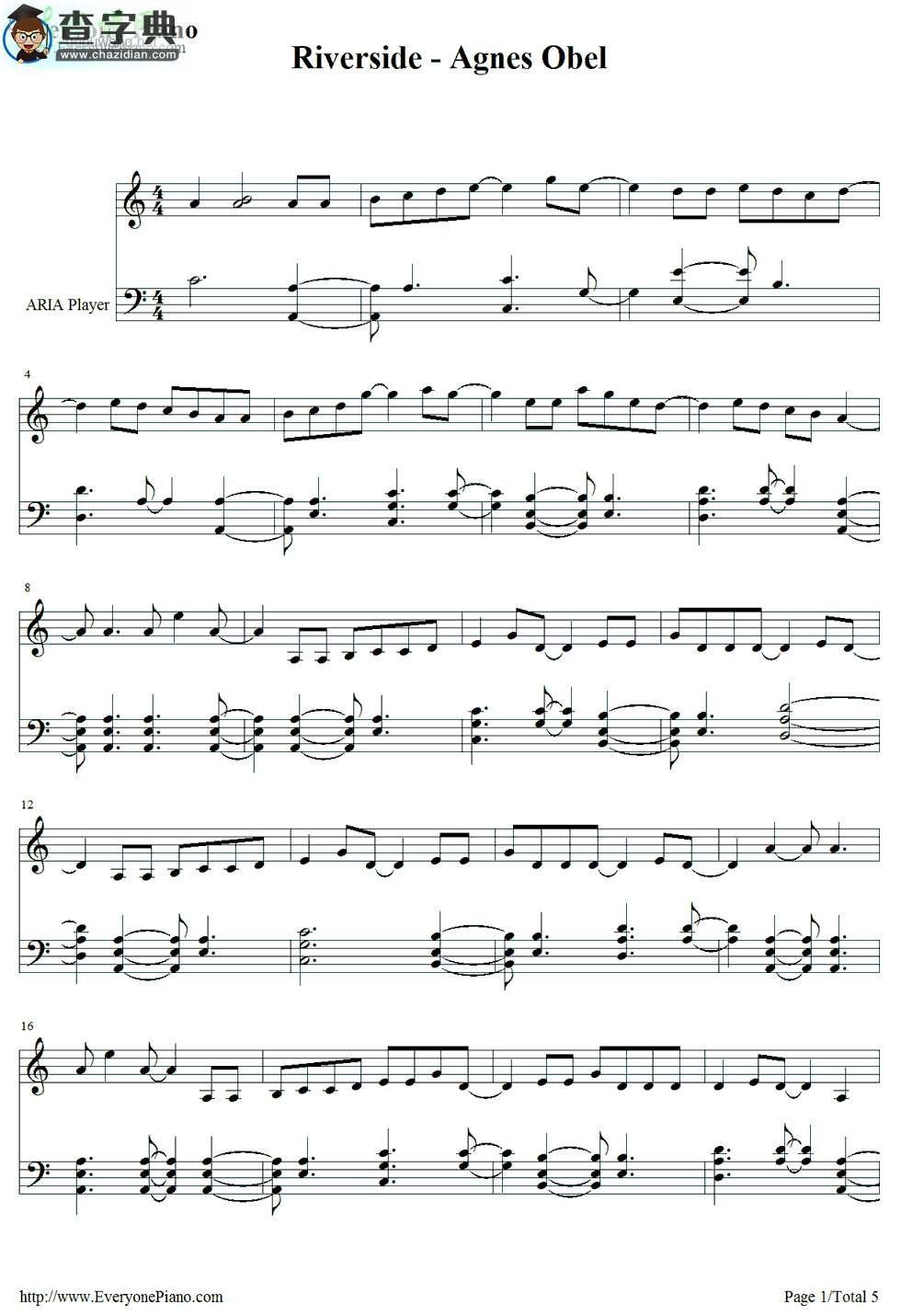 【Riverside钢琴谱】Agnes Obel