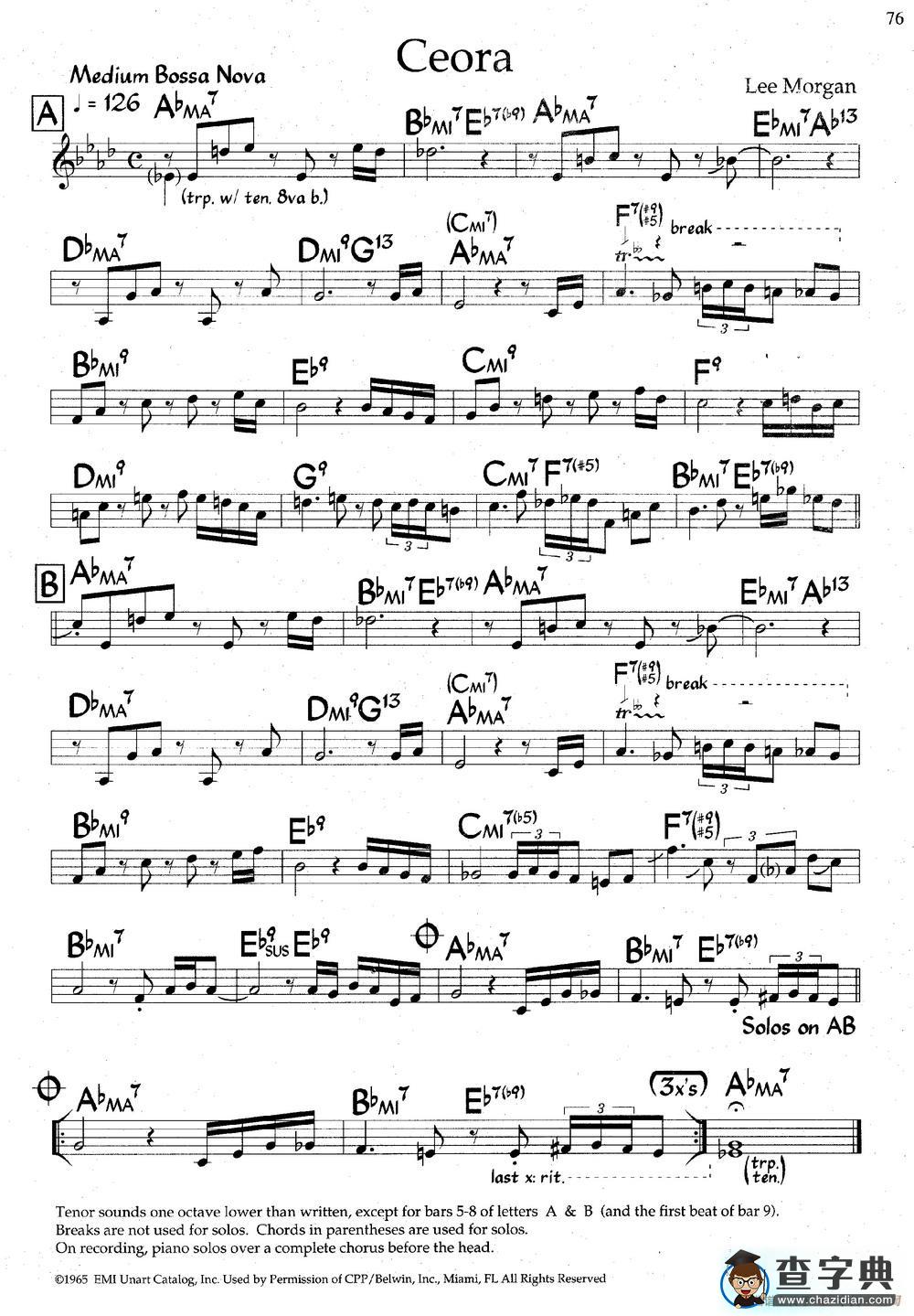 Ceora（爵士钢琴曲）钢琴谱