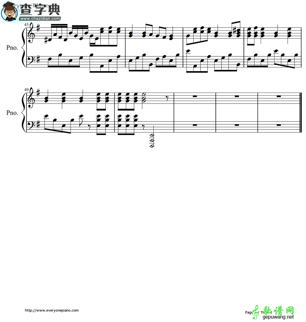 【Cancion Del Mariachi钢琴谱】《Desperado》（杀人三步曲）五