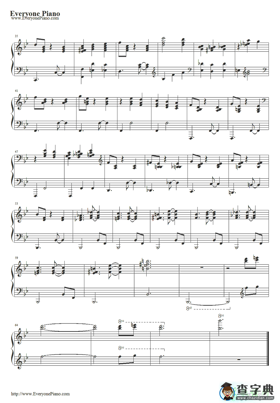 【Someday My Prince Will Come钢琴谱】五线谱
