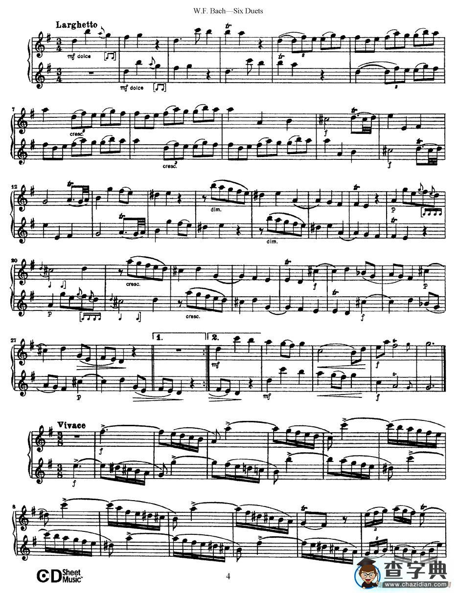 Six  Duets（6首二重奏）（1）萨克斯谱