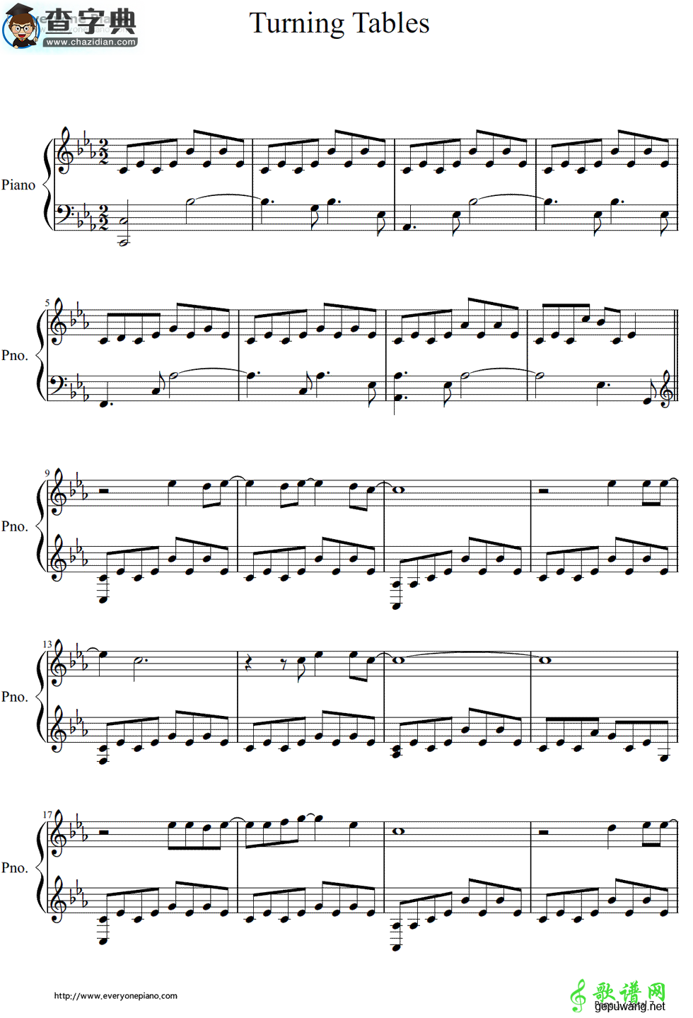 【Turning Tables钢琴谱】Adele