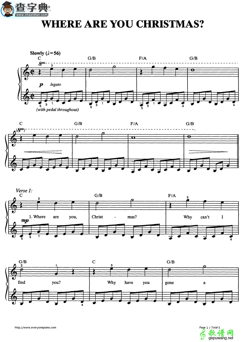 【Where Are You Christmas钢琴谱】Faith Hill