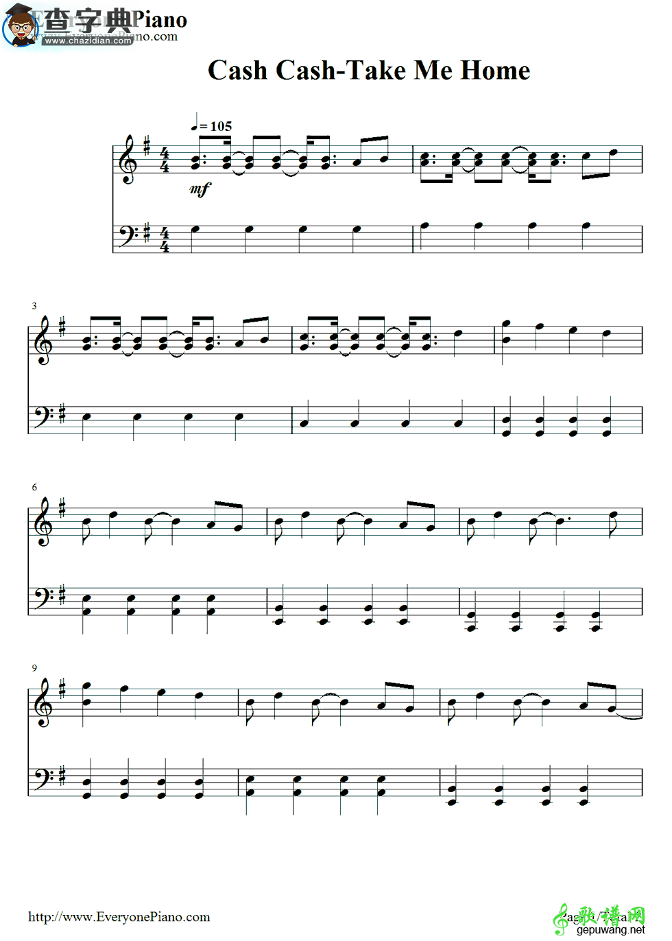 【Take Me Home钢琴谱】Take Me Home双手钢琴简谱