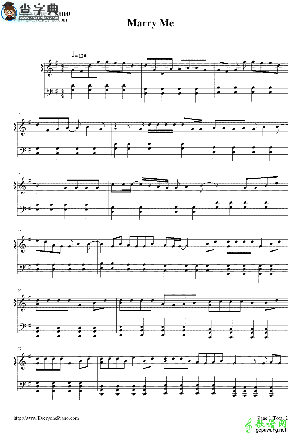 【Marry Me钢琴谱】Jason Derulo
