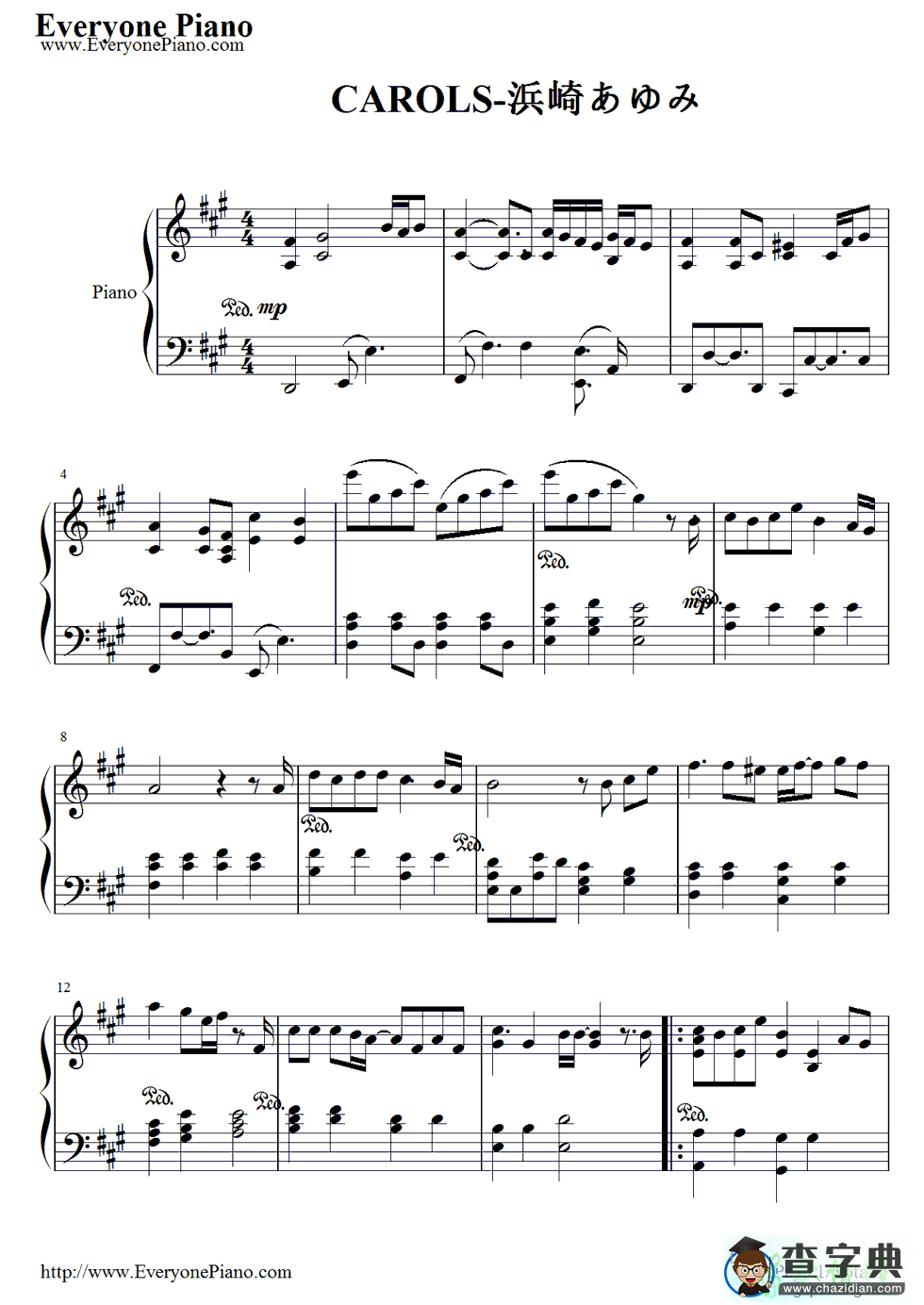 【CAROLS钢琴谱】五线谱