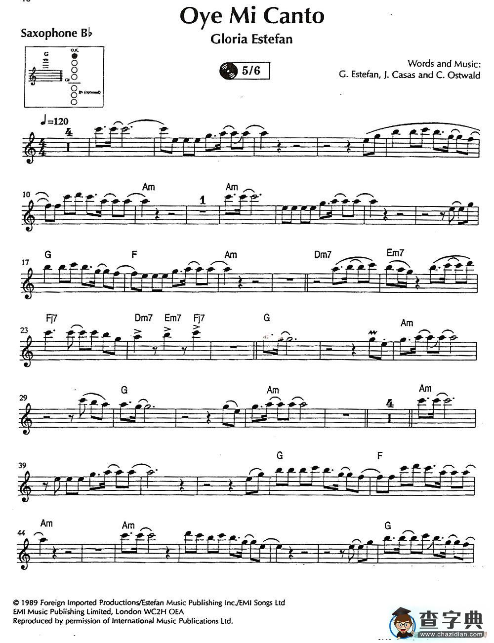 Oye Mi Canto萨克斯谱