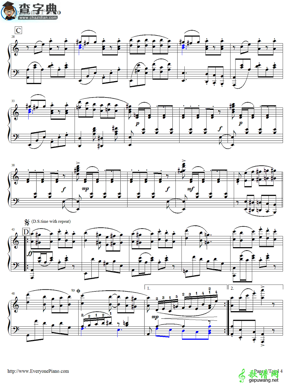 【Vamo Alla Flamenco钢琴谱】五线谱