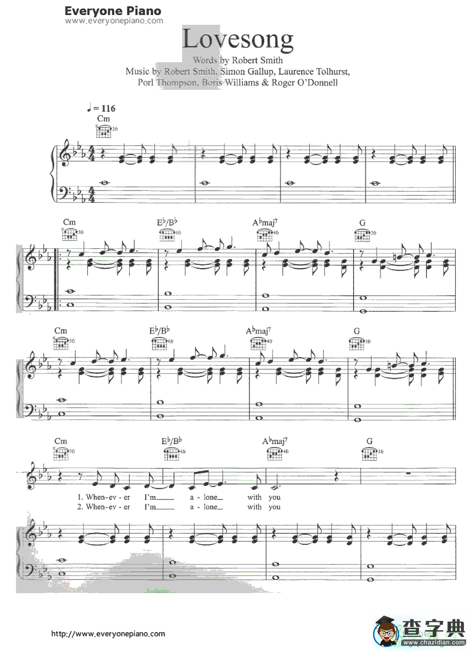 【Lovesong钢琴谱】五线谱
