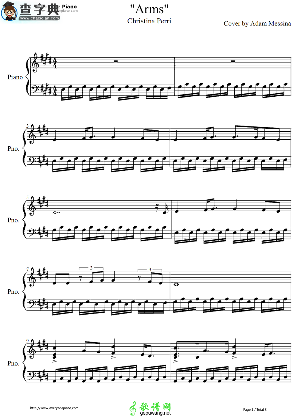 【Arms钢琴谱】Christina Perri