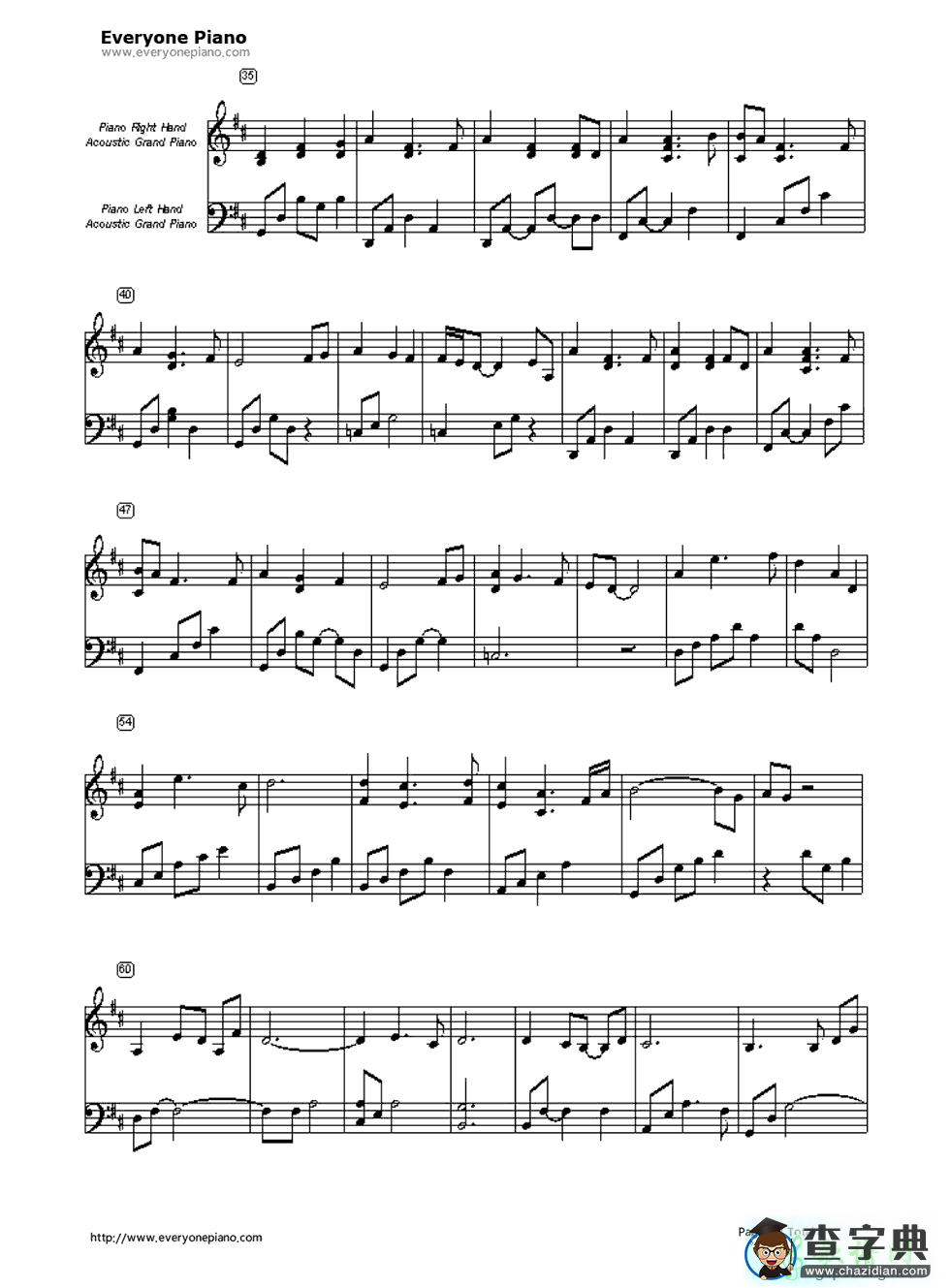 【Open Arms钢琴谱】五线谱